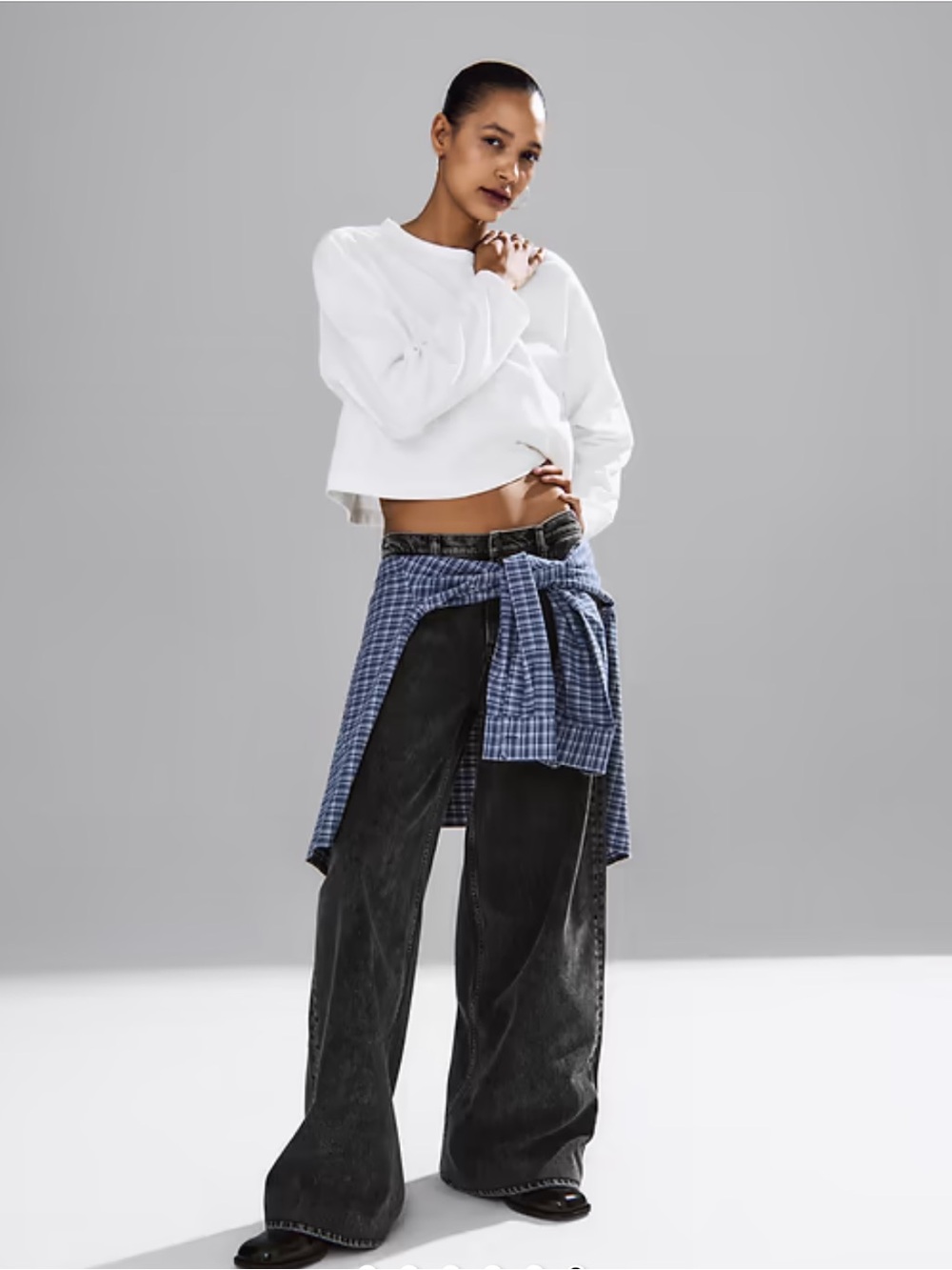 GAP White Organic Cotton Cropped Long-Sleeve Top